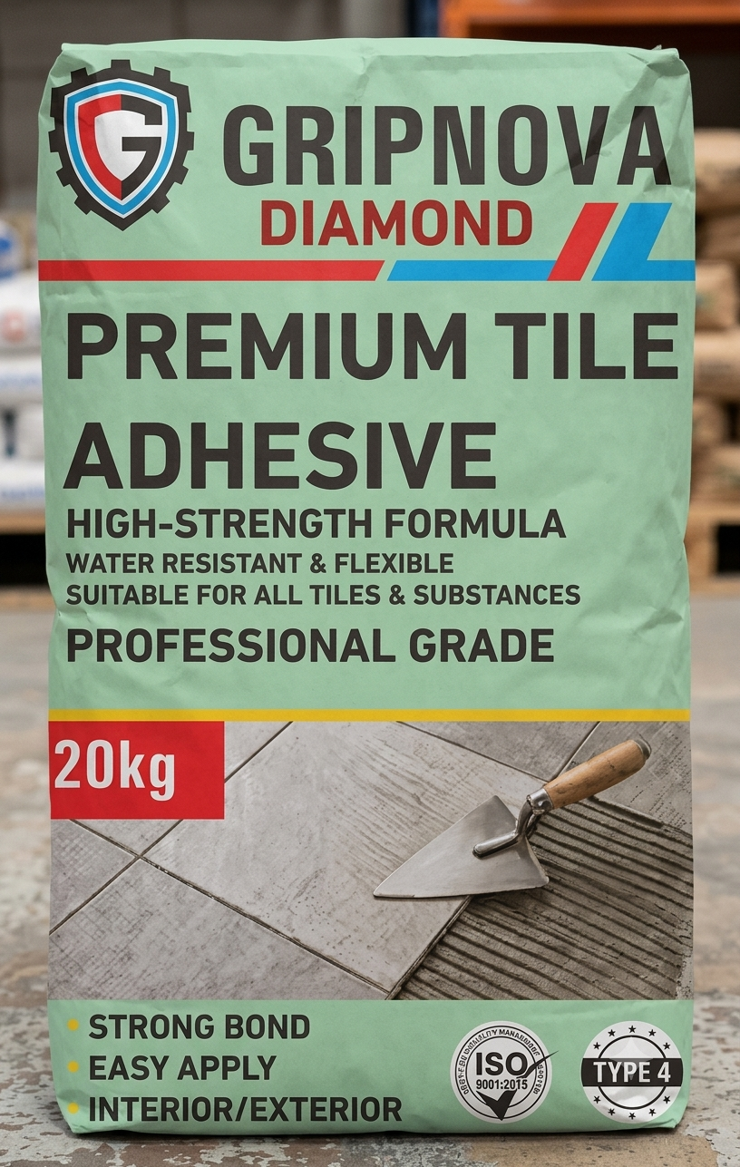 Gripnova Diamond tile adhesive packaging
